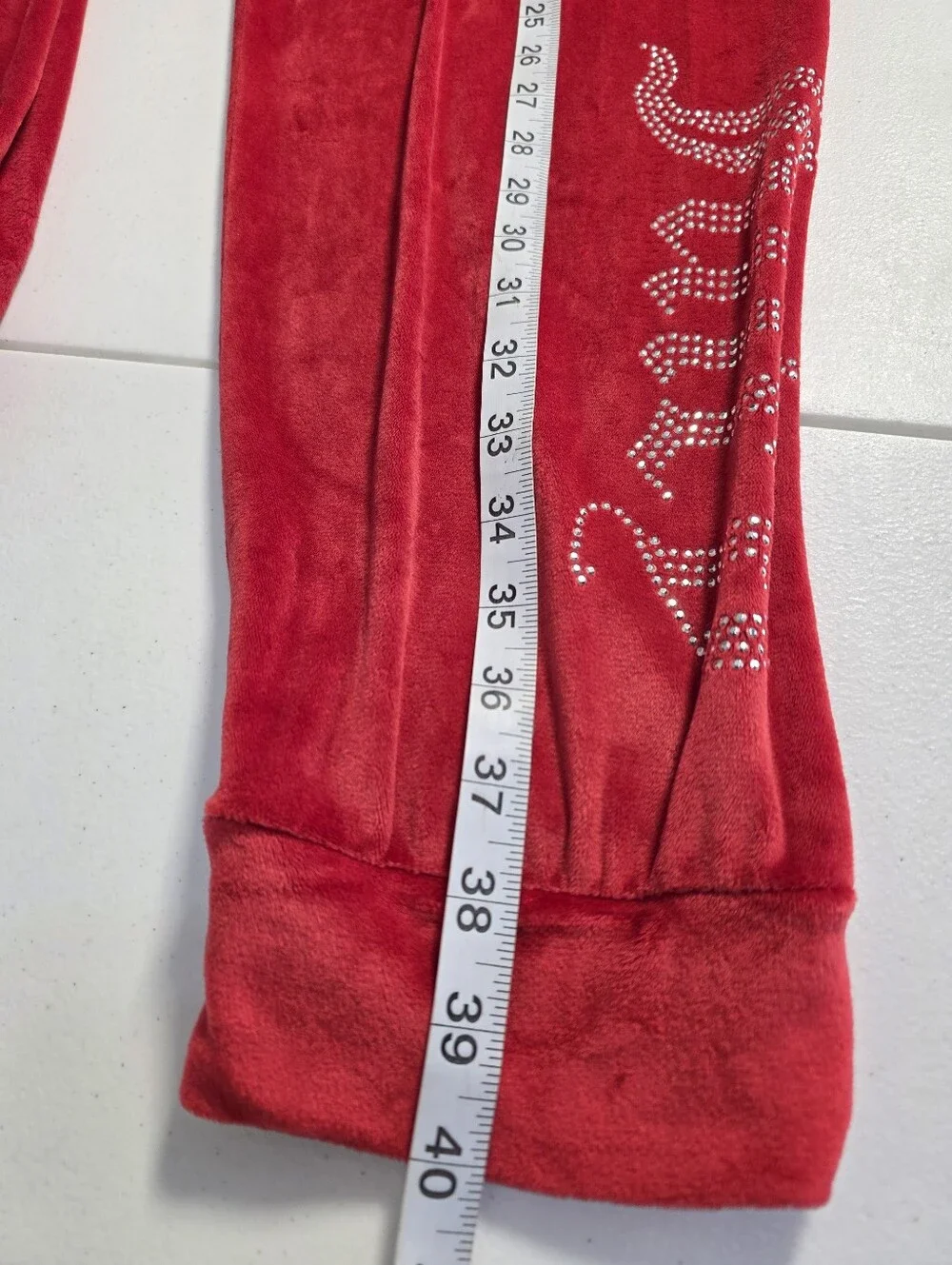 Juicy Couture Velour Jogger Pants Pink‎ Rhinestone Logo Lounge Size L